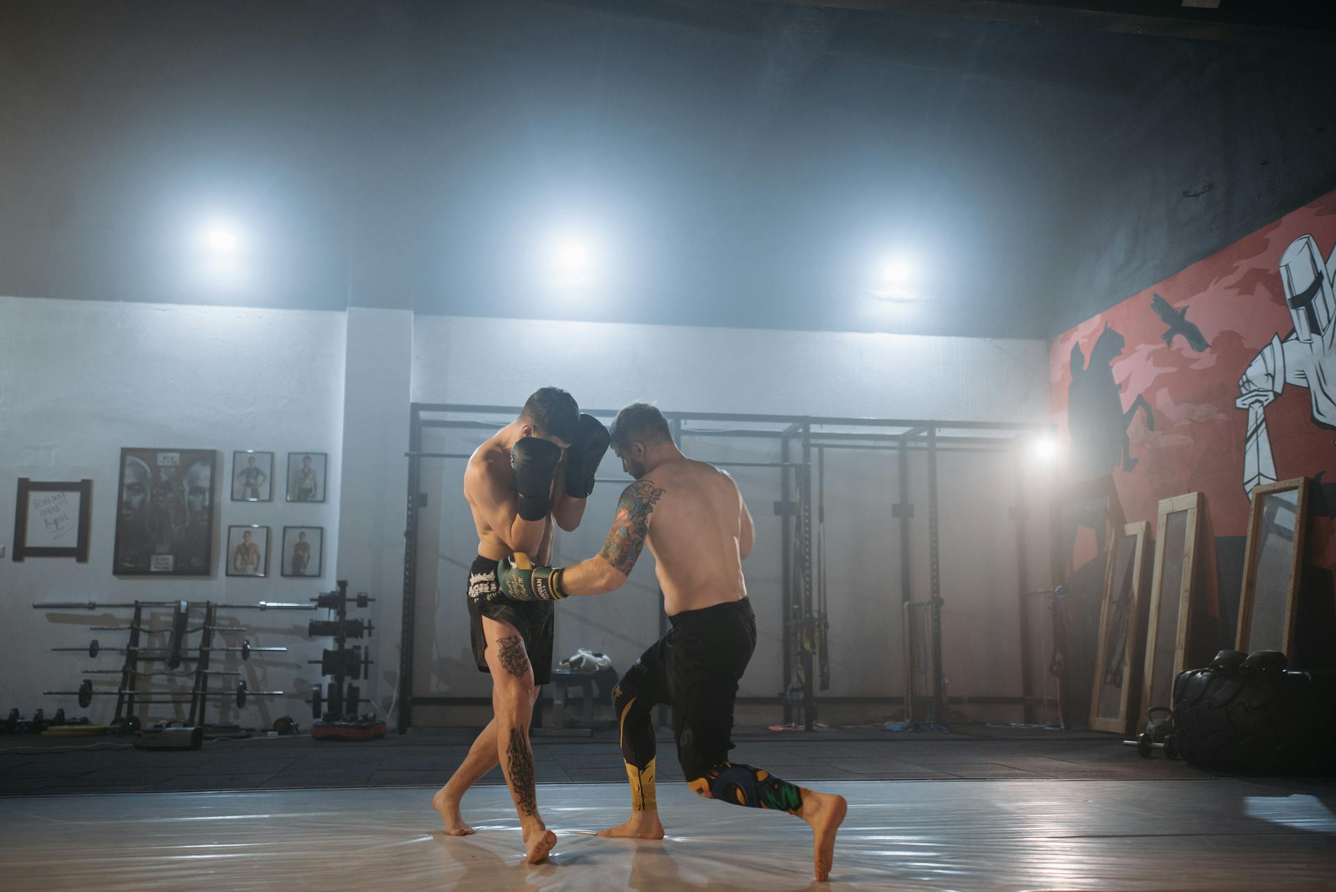 MMA fighters grappling
